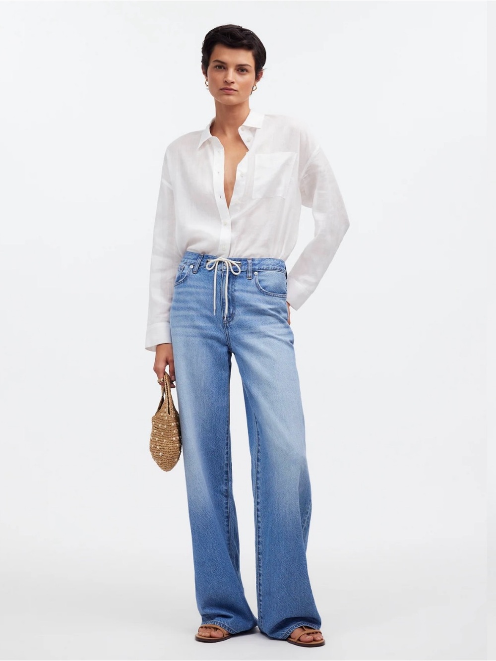 Madewell High-Rise Super Wide-Leg Jeans - Drawstring Edition Size 25